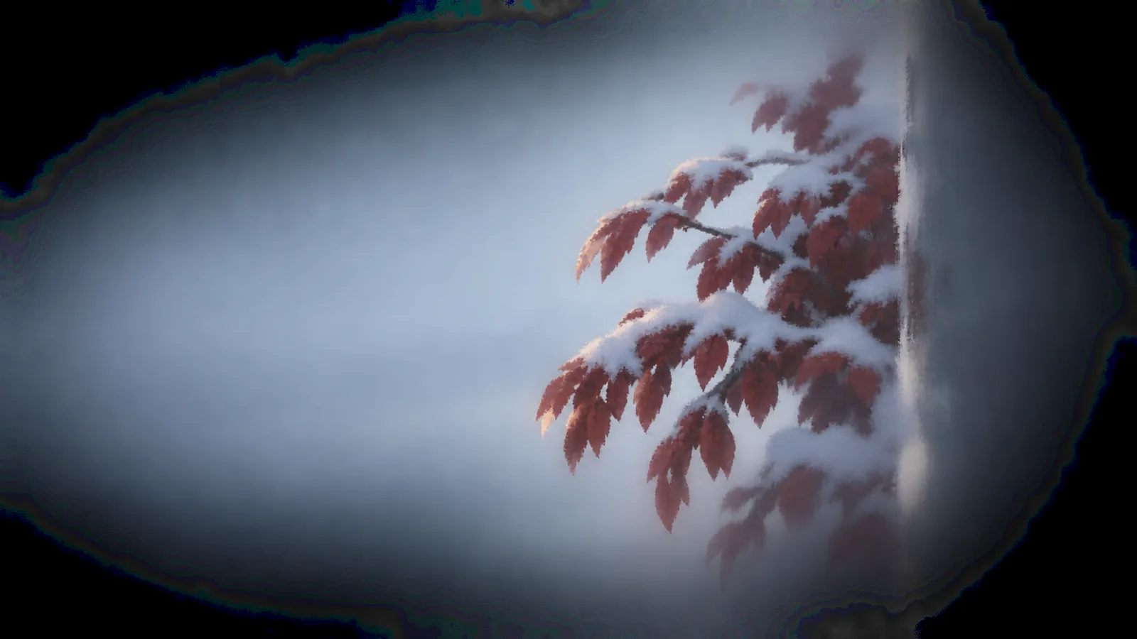 雪停在边界上